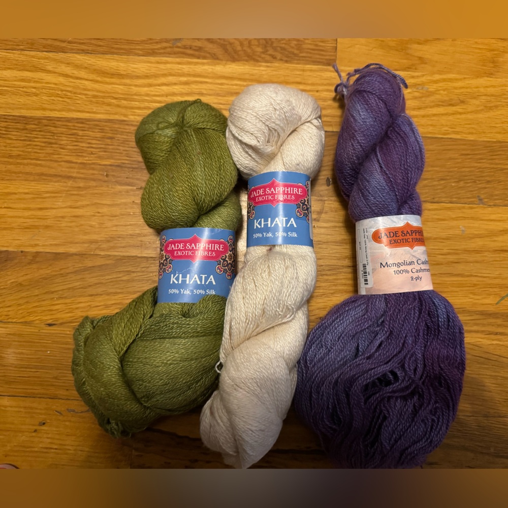 3 skein bundle Jade Sapphire Khata/Mongolian Cashmere.  See pics and description
